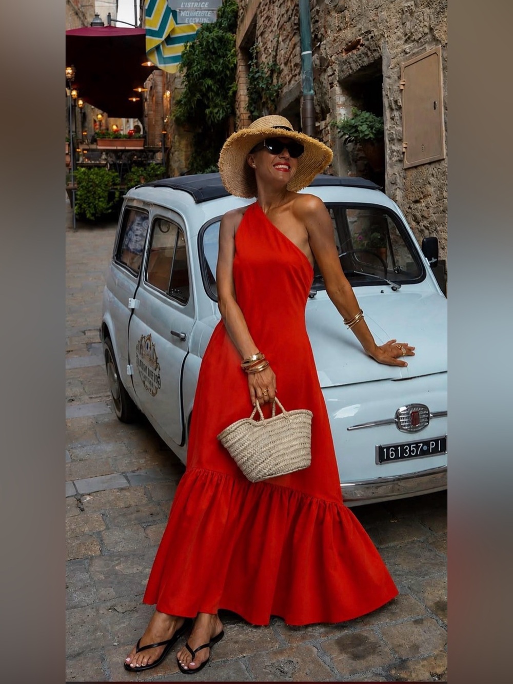 PORTOFINO One-Shoulder Red Maxi Dress - Chic Summer Style